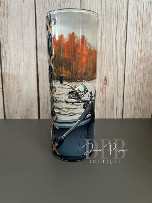 American Flag and Fishing Tumbler