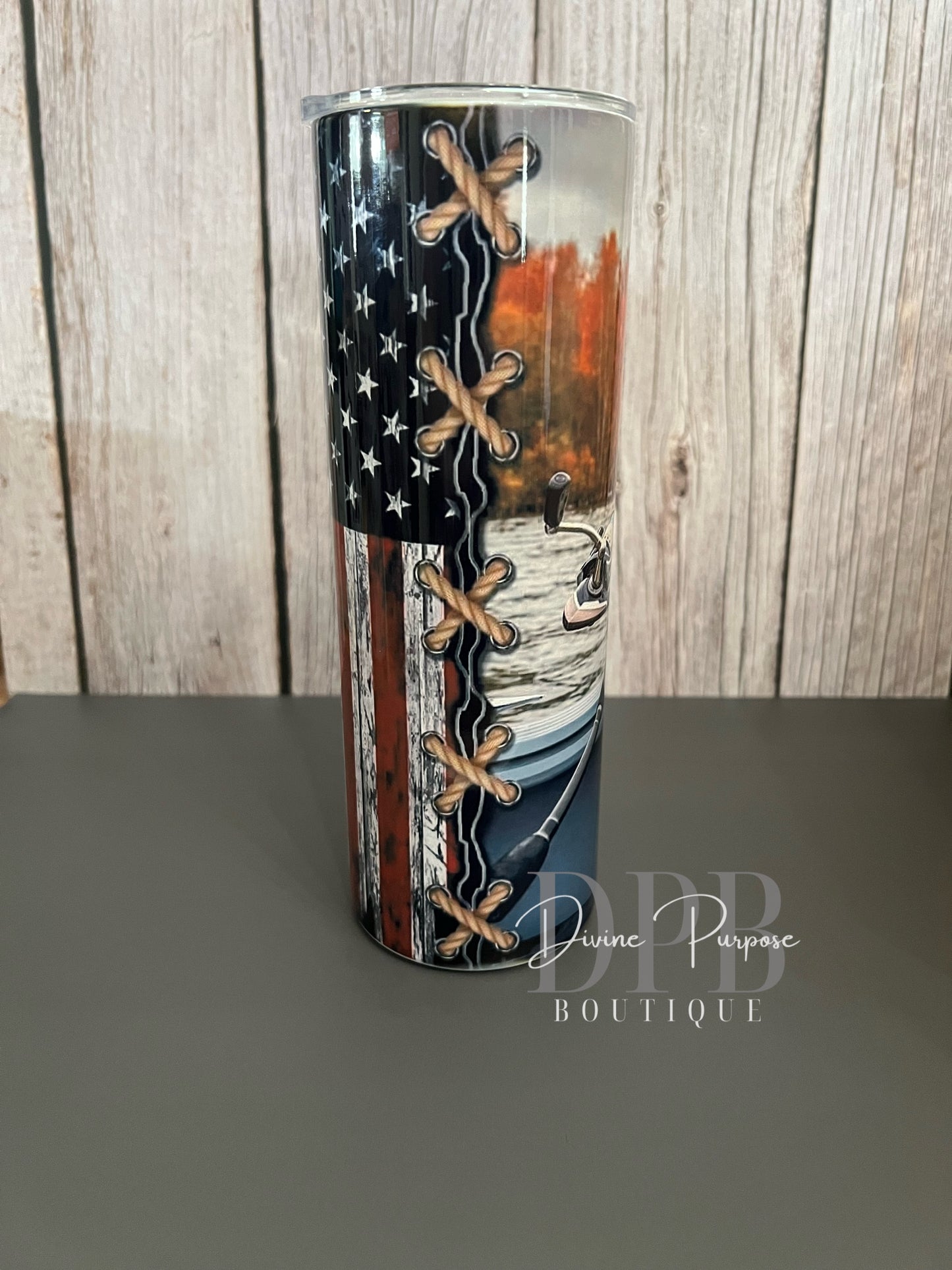 American Flag and Fishing Tumbler