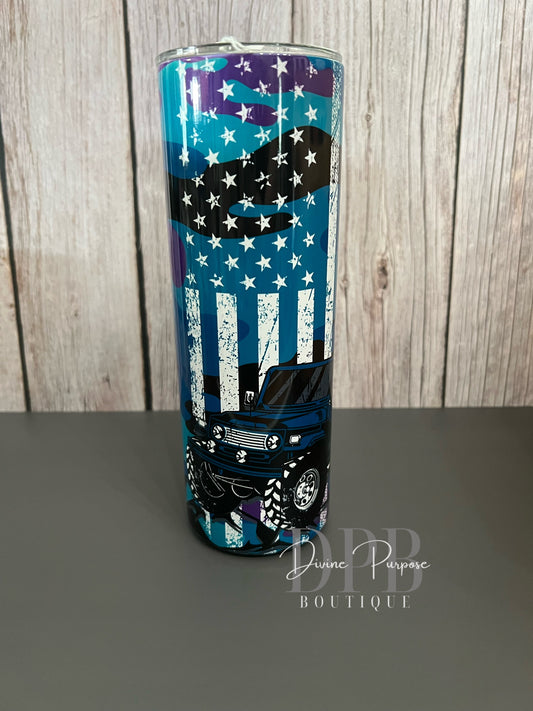 Teal and Purple Jeep Tumbler