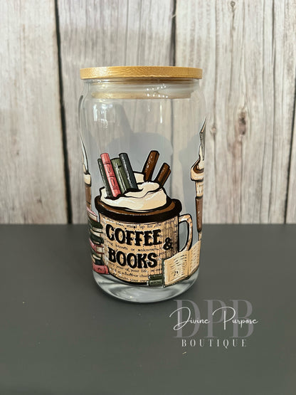 Coffee and Books Glass Tumbler