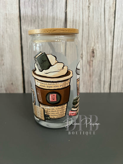 Coffee and Books Glass Tumbler