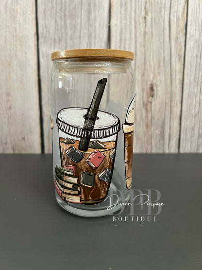 Coffee and Books Glass Tumbler