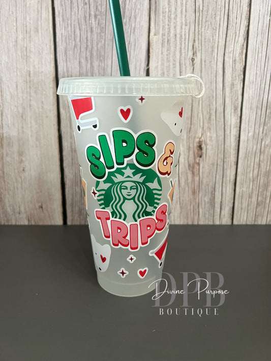 Sips and Trips Plastic Tumbler