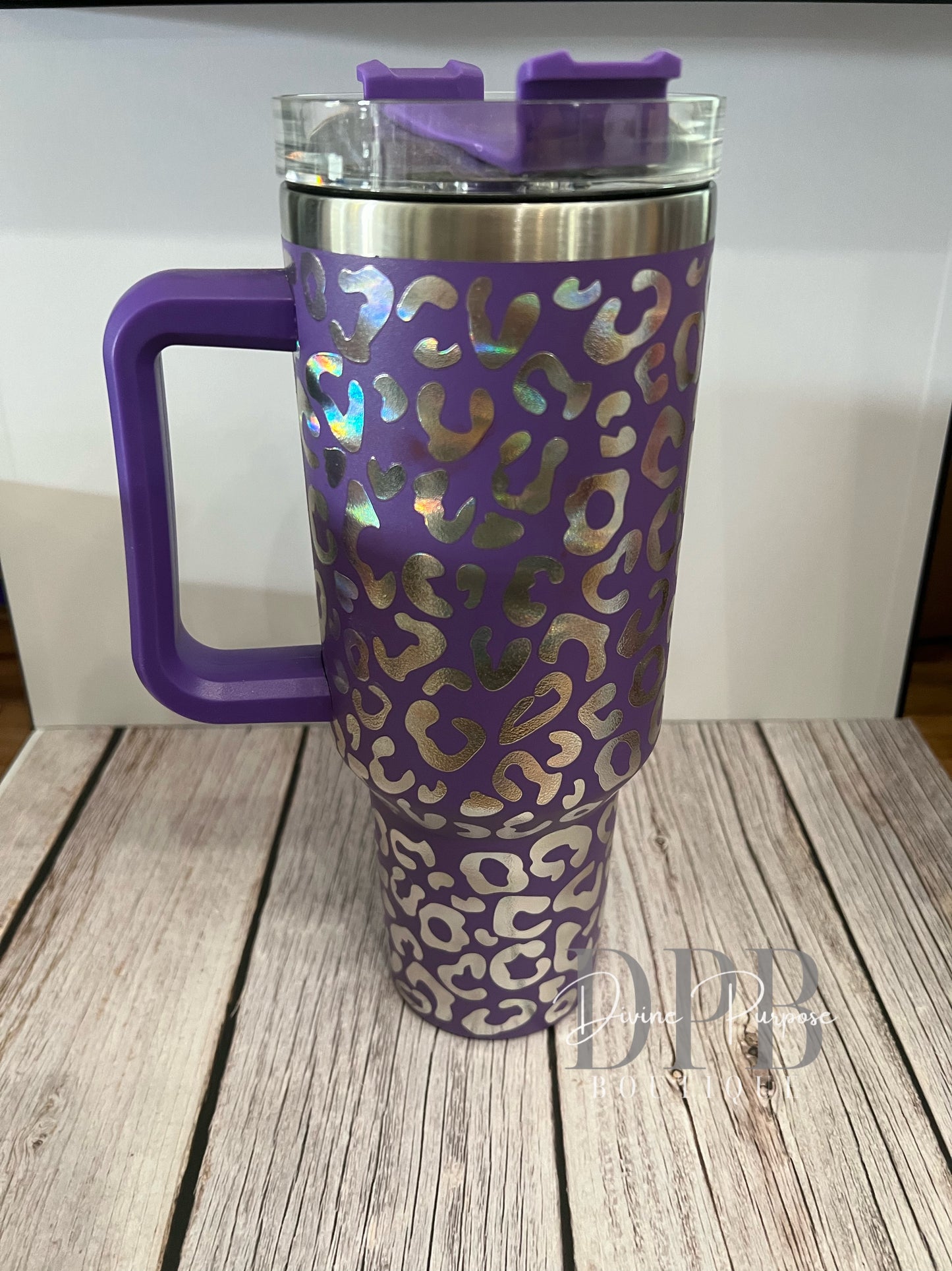 Purple Leopard Print Tumbler